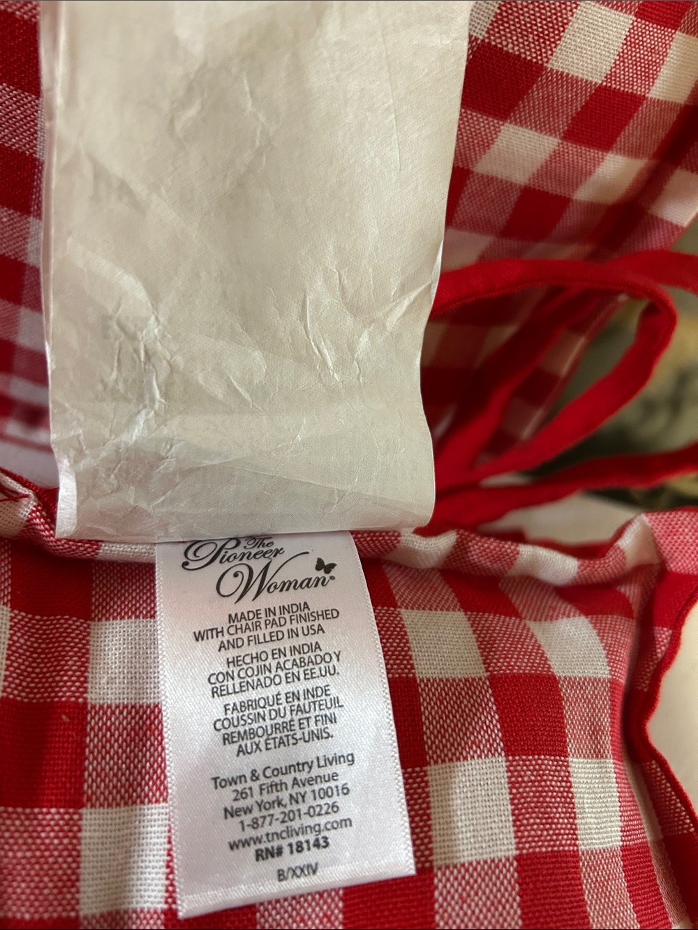 Red and White Gingham Seat Cushions - Set of 4 - Picture 2 of 4